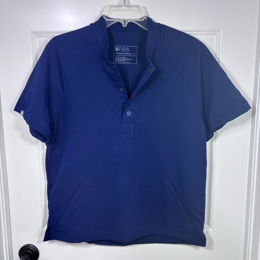 Figs Torbeck Kangaroo Pocket Scrub Top V Neck Short Sleeve Women’s S Navy